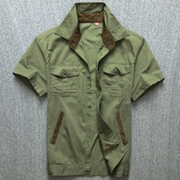 Тонкий топ с половиной рукавов зеленого цвета в стиле милитари