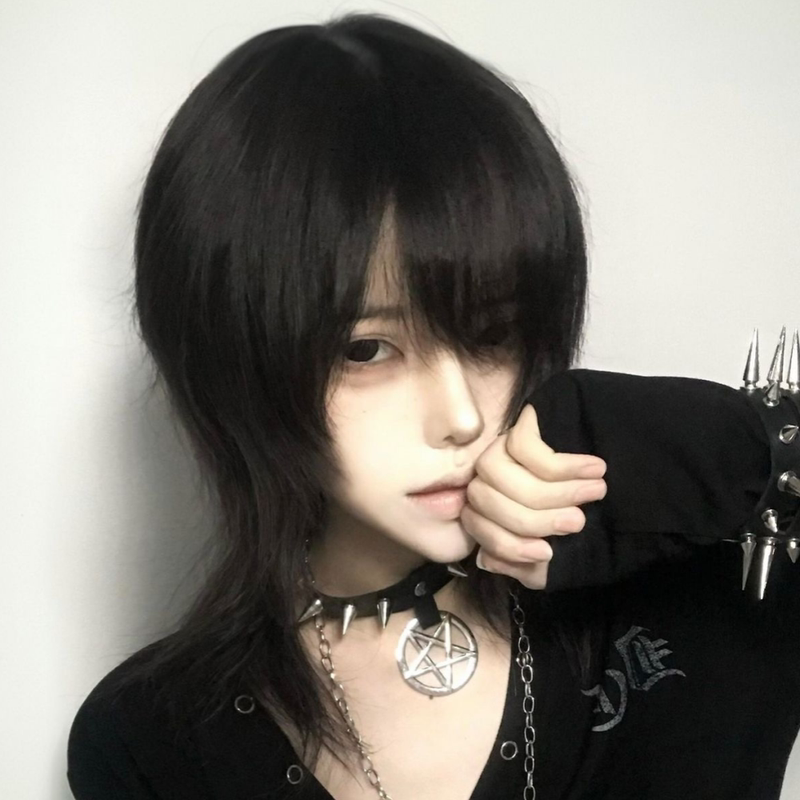 Visual Style Wolf Tail Wig Unisex Short Hair Japanese Neutral Style Mullet Head Vintage Daily Realistic Full Wig Visual Style Wolf Tail Wig Unisex Short Hair Japanese Neutral Style Mullet Head Vintage Daily Realistic Full Wig
