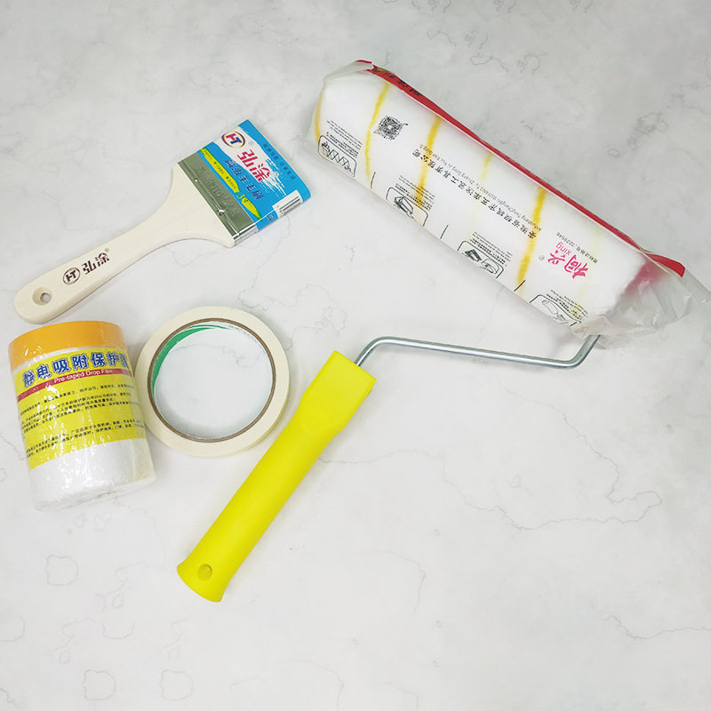 Diatom mud painting 4-piece roller brush water-based diatom mud latex paint wall paint construction tool set