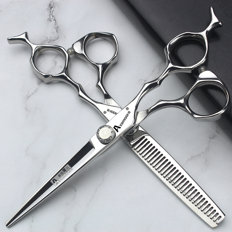 Hair salon hairdressing scissors 6 inch knight flat scissors thin and traceless V teeth group reasonable haircut suit hairdresser special haircut