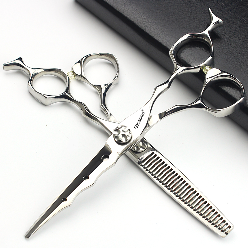 Large samurai hair scissors 6 inch bearing flat cut tooth cut with thin cut hole cut and haircut stylist haircut suit-Taobao