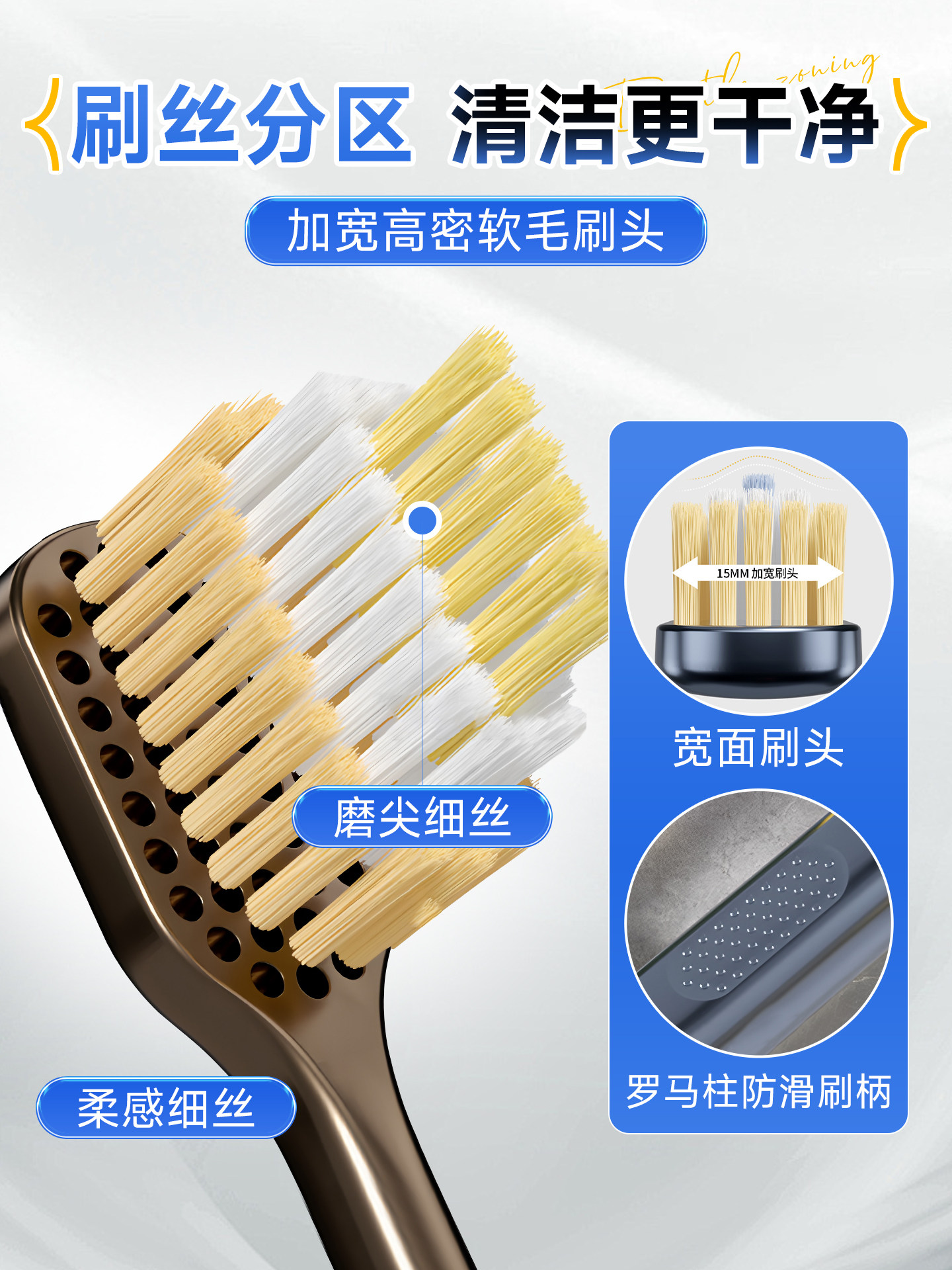 Toothbrush with Soft Bristles, Wide Head for Adults, Men's Family Pack, Special for Sam's Club, Ultra-Soft, Number One on the List, Genuine Product