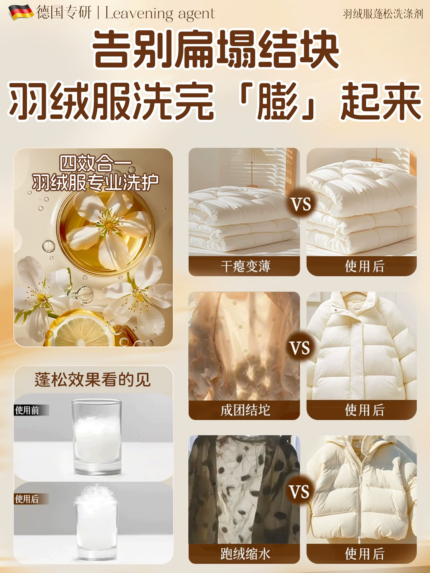 Down Jacket Fluffing Detergent Official official store Washing Machine Special Fluffing Cleaning Agent Stain Removal Magic Tool