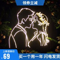 Baijie new wedding props iron lovers Avatar pendant wedding stage glowing line ornaments decoration