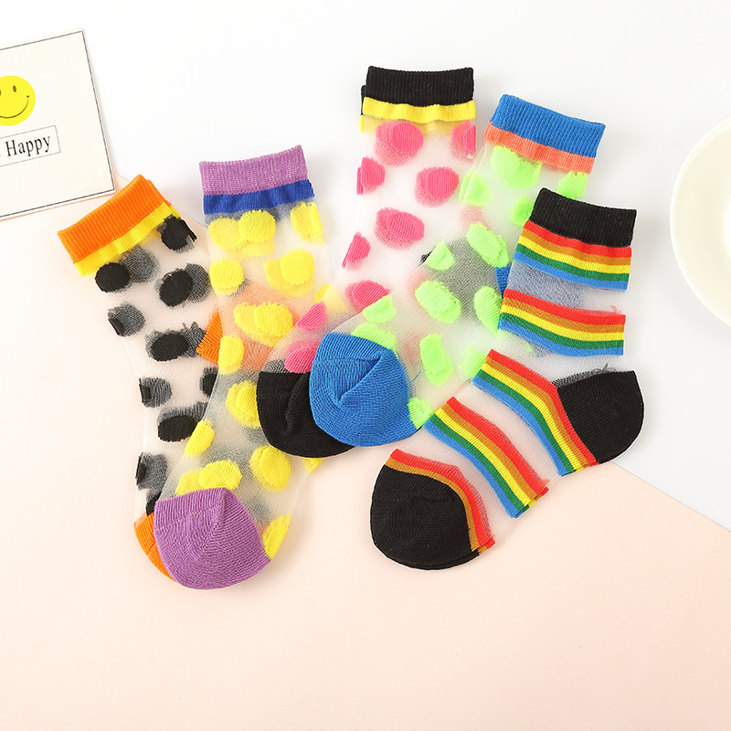 2021 Summer new children's socks baby in wind color color piece of cartridge stockings cool stockings