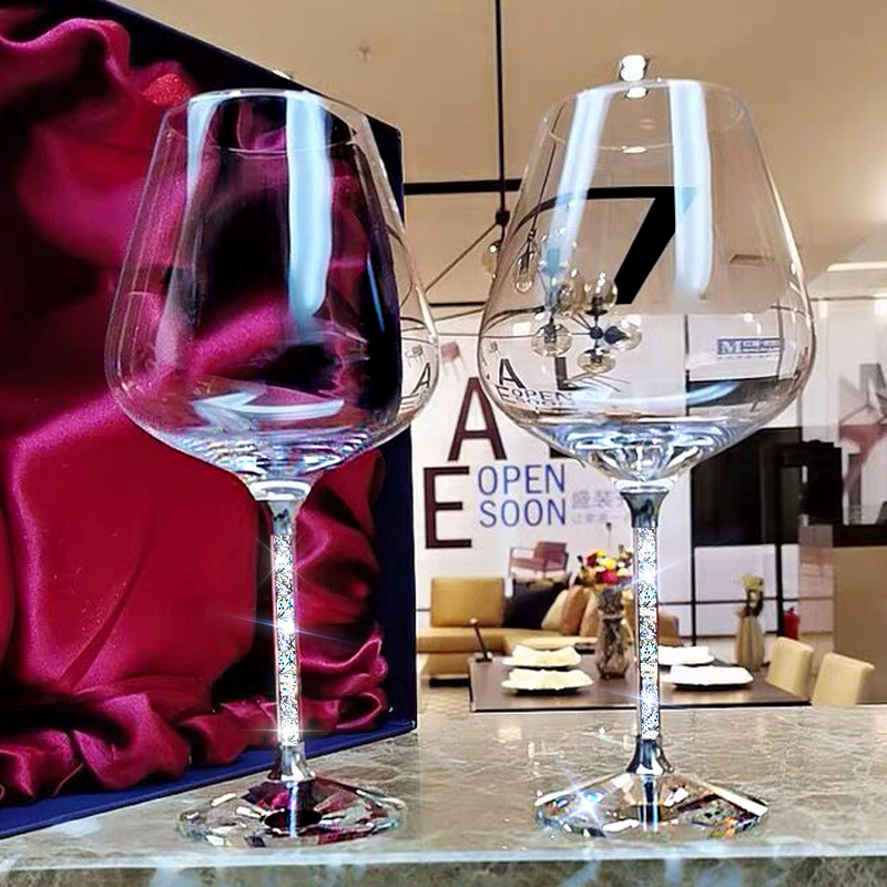 Lead-free crystal red wine glass set diamond-encrusted household wine glass big belly goblet Burgundy red wine glass 2