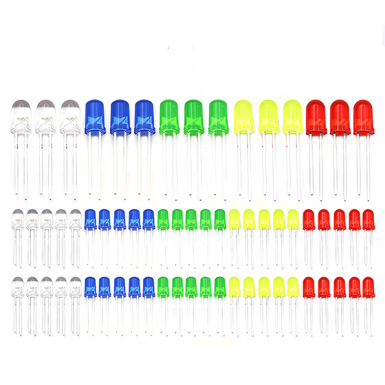 3mm5mm LED small light bulb light-emitting diode F3F5 red, green, yellow, blue and white in-line lamp bead component package instructions