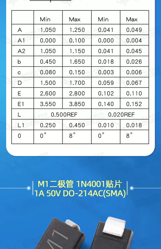 ki hieu diot Bản vá diode 1N4007 SS34/14/24/36/54/34 5819 1N5824 Bộ chỉnh lưu Schottky M7 cac loai diot