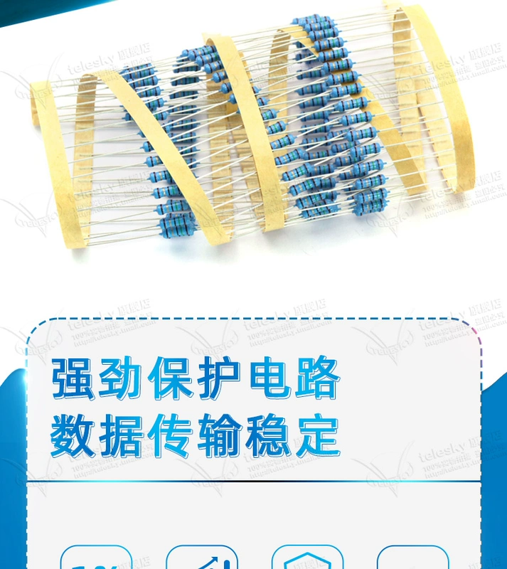 Điện trở màng kim loại 1/2W thành phần 1% vòng tròn màu 2k 1K 4.7K 10K 100K 100 ohm 120 ohm 1M