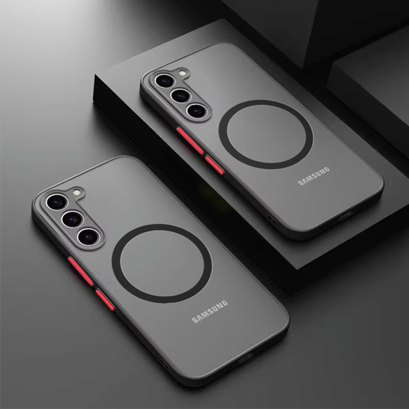 Suitable for Galaxy Samsung S23+ Phone Case S24U Magnetic Charging Matte Premium Feel S22Ultra New Model S21Fe Full Edge Silicone S20 Protective Case Plus Unisex Anti-Drop Soft Shell