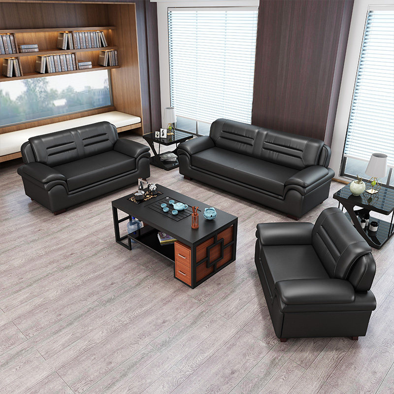 Office sofa tea table combination suit Boss business guest office sofa Jane approb. modern genuine leather trio