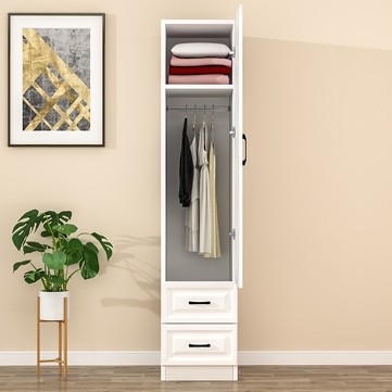 Mini single door ultra-thin Wardrobe 40cm Cm Deep Home Bedroom Rental room with small single small number clip slit