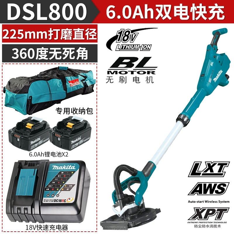 Makita DSL800RTE sạc tường sander 18V pin lithium máy giấy nhám không chổi than điện có thể điều chỉnh tốc độ máy mài bào gỗ cầm tay bào gỗ mini Máy bào gỗ