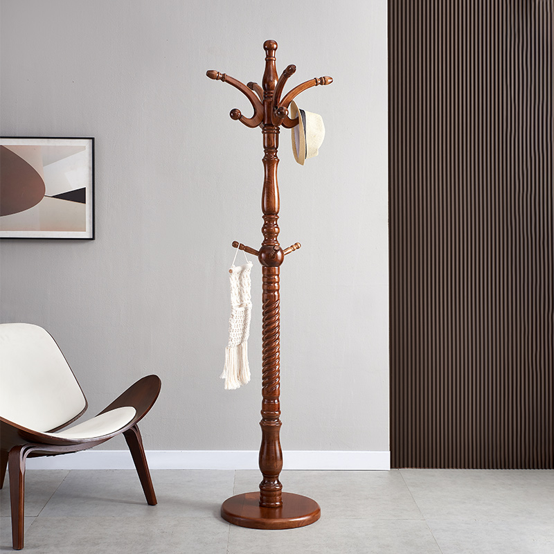 All solid wood hanger floor-to-ceiling bedroom simple home hanger Chinese-style coat rack single-rod living room homestay rack