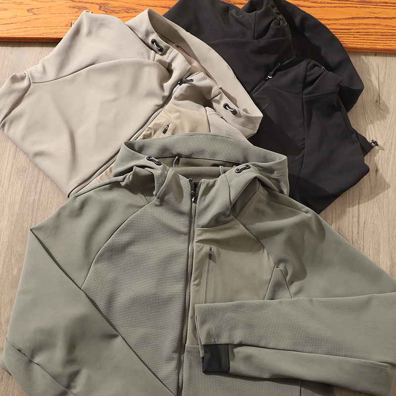 Lightweight Four-Way Stretch! Outdoor Mountain-Style Windproof Softshell Hooded Jacket for Travel, Hiking, and Casual Wear