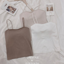 Xia new one word of pure cotton with beautiful back belt with vest lady with chest mat Modale to play the bottom line