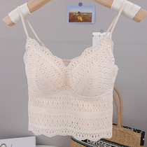 High-quality cotton lace empty tube top sling with sexy wrapped breasts and beautiful back one-piece underwear for ultra-thin girls