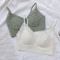 Summer sweet and girlish style seamless jacquard lace sexy underwear gathered thin strap tube top thin section beautiful back full cup
