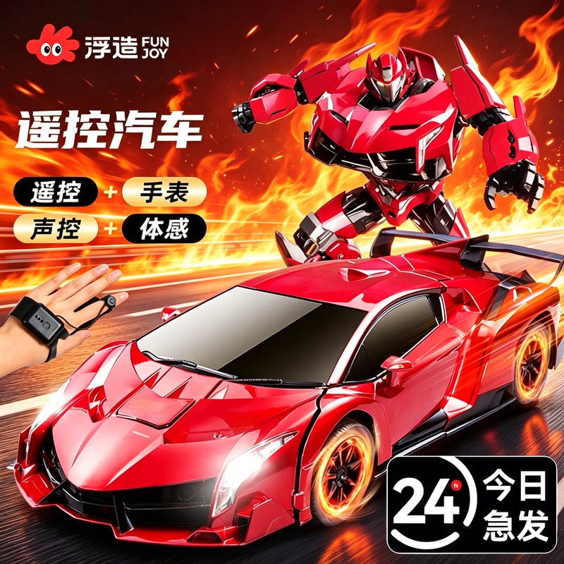 Gesture Sensor Transforming Voice-Controlled Remote Control Car Racing Four-Wheel Drive Car Bumblebee Robot Children's Boy Toy Car