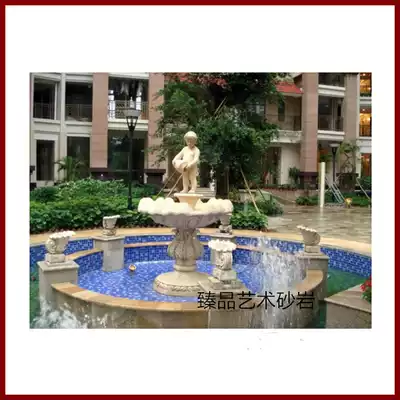 Sandstone children fountain European fountain outdoor waterscape glass fiber water spray sculpture factory direct sales