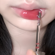 Fresh and juicy peach~Mirror glossy lip ice iron summer lipstick glass pouty lips that won’t fall off and won’t stick to the cup