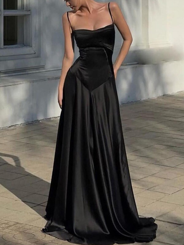 British Brand Extraordinary Dress, Satin Fishbone Strap, Waist-Cinching, Party, Tall, Floor-Length Dress British Brand Extraordinary Dress, Satin Fishbone Strap, Waist-Cinching, Party, Tall, Floor-Length Dress