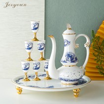 JERYOUN Jingdezhen Bone CHINA gold jug wine set Household Chinese antique wine cup SAKE cup set