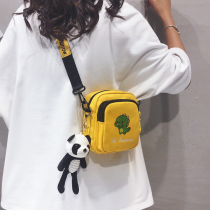 Multi-grid bag womens backpack womens messenger bag small and simple all-match summer canvas bag Harajuku style one-shoulder messenger T