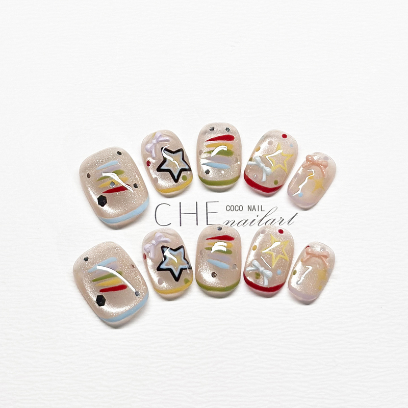 2026 New Style Handmade Manicure Wearable Nails Summer Dopamine Sweet Rainbow Cute High-End Whitening 903 2026 New Style Handmade Manicure Wearable Nails Summer Dopamine Sweet Rainbow Cute High-End Whitening 903