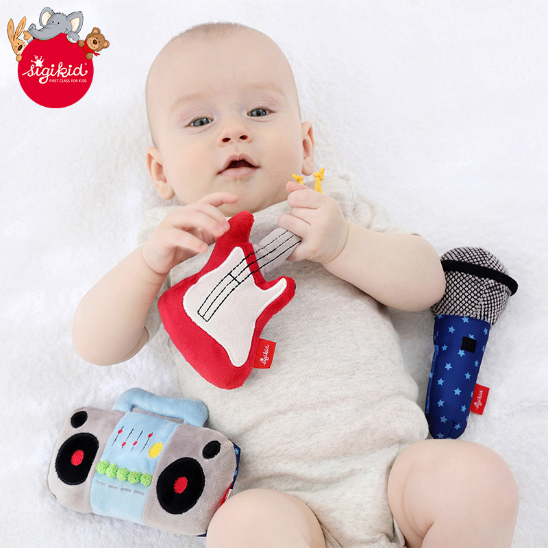 sigikid German infant gripping music toy Three sets of acoustic guitar microphone ins dad to play with