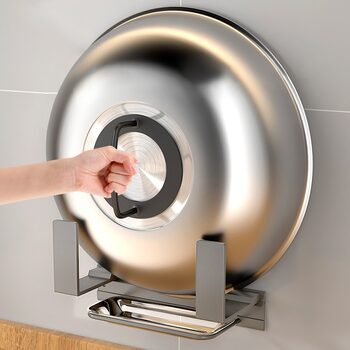 Kitchen storage rack, large pot lid rack, no punching, wall-mounted, rural wall cutting board, chopping board, household rack storage