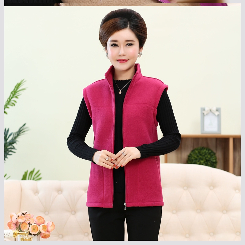 EK quần áo mùa thu và mùa đông trung niên và người già rocking vest cashmere phụ nữ cộng với kích thước áo vest lông cừu áo khoác mẹ dày - Áo vest