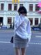 American retro distressed letter printed long-sleeved T-shirt for women summer thin sun protection cover-up tulle loose top