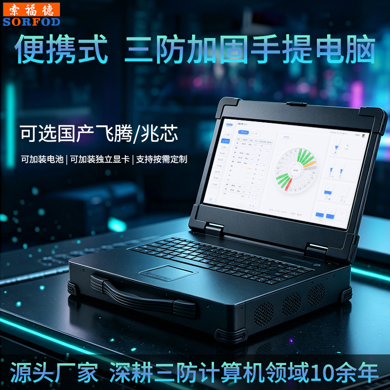 15/15.6/ 17inch Portable Rugged All-In-One Industrial Laptop with Independent Graphics Card, Domesticized Feiteng Zhaoxin, for Geological, Railway, Maintenance, and Industrial Control Workstation