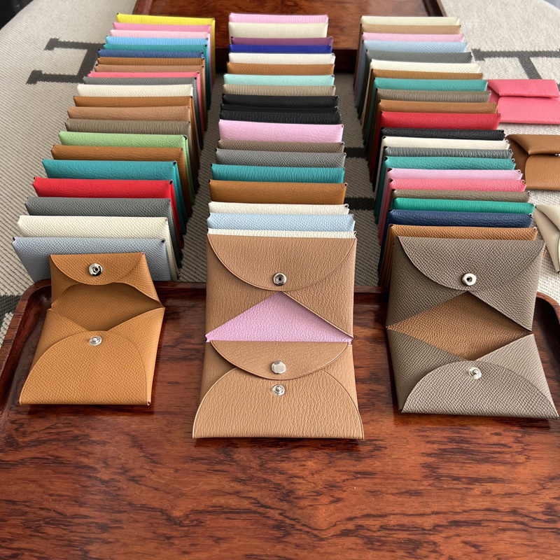 Handmade Imported Genuine Leather Ep Cowhide Bifold Coin Purse Card Holder Business Card Holder Coin Wallet Caliv Goatskin