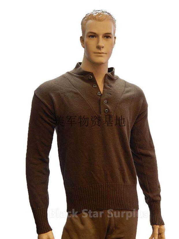 Military version of the original US military classic stand-up collar five-button cold protection warm sweater shirt vintage rage same style american imports