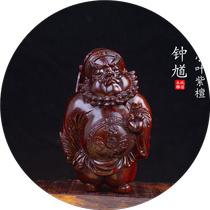 Authentic small-leaf red sandalwood Zhongkui hand piece wood carving old material playing solid wood carving ornaments character mens portable pendant