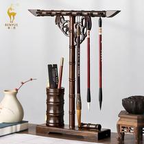 Mahogany pen holder pen holder brush hanging calligraphy display rack storage solid wood brush pen holder bracket holder black purple