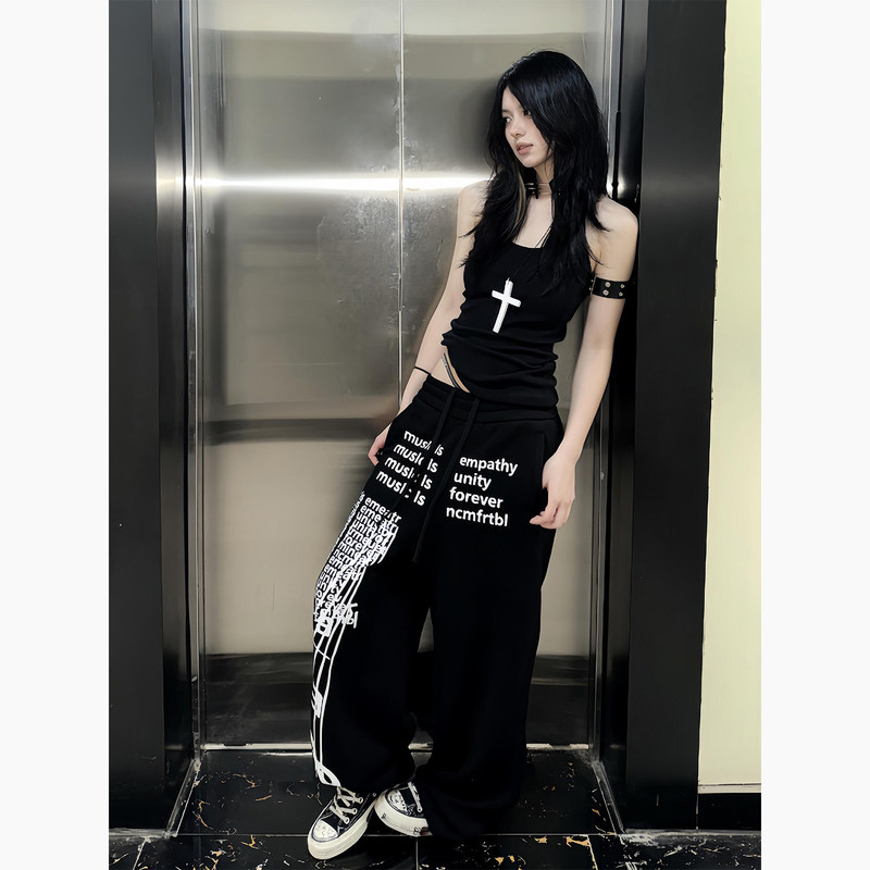 American-Style Street Sports Pants Unisex 2026 Summer Loose Slimming Drapey Straight Wide-Leg Casual Dance Pants