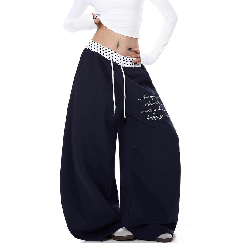 American Retro Letter Print Straight Wide-Leg Pants for Women 2026 Spring and Summer Drapey Loose Dance Casual Sports Sweatpants