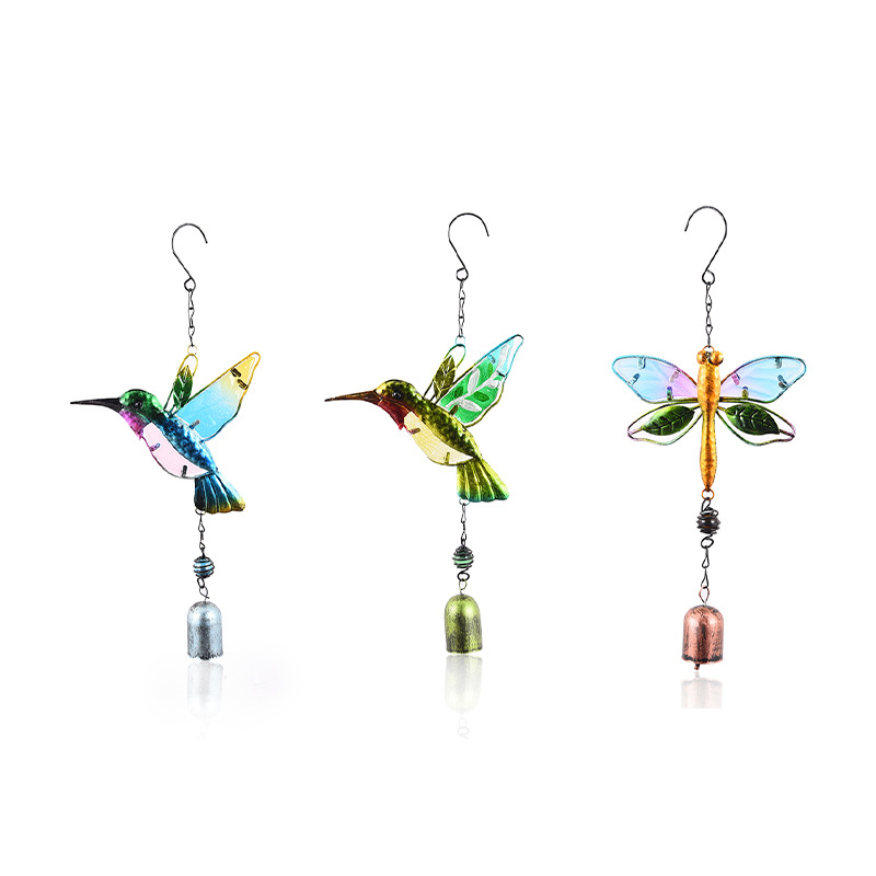 New Cuibird Metal Wind Suzuki handmade glass Painted Bell Crafts Creative Patio kingfisher Hanging Ornaments-Taobao