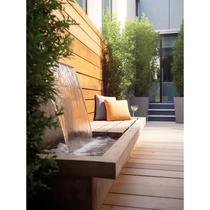 Courtyard landscape garden koi fish pond water wall stainless steel waterfall outlet water tank rockery circulating water