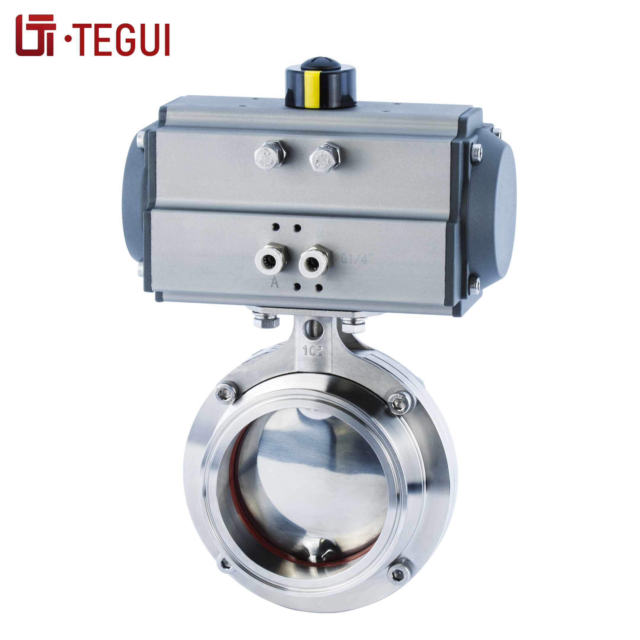 D681X-16P pneumatic sanitary grade food grade quick fit clamp soft seal stainless steel 304316L butterfly valve