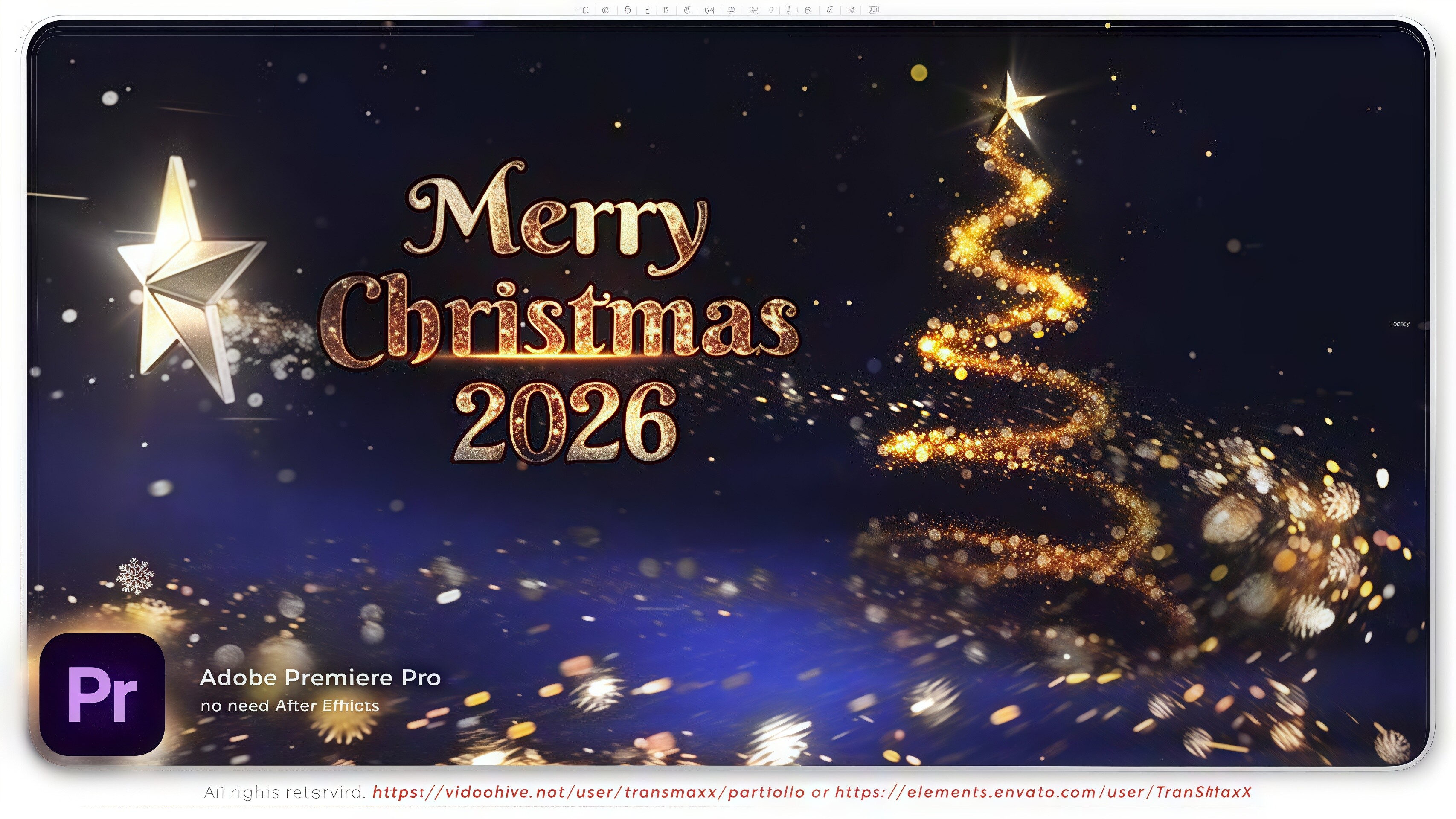 PR模板 粒子線條生成聖誕樹聖誕節快樂節日片頭動畫Premiere Pro