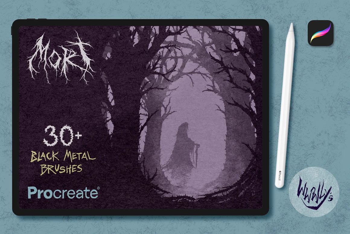 MORT Black Metal Procreate Brushes, a Brush Add-On.webp