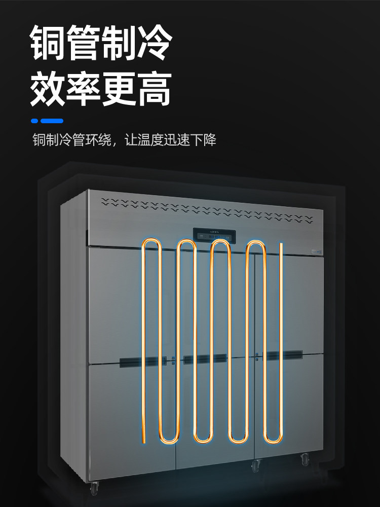 Xinfei Six-Door Refrigerator Commercial Dual-Temperature Kitchen Refrigeration and Freezing Commercial Freezer Vertical Large-Capacity Six-Door Freezer