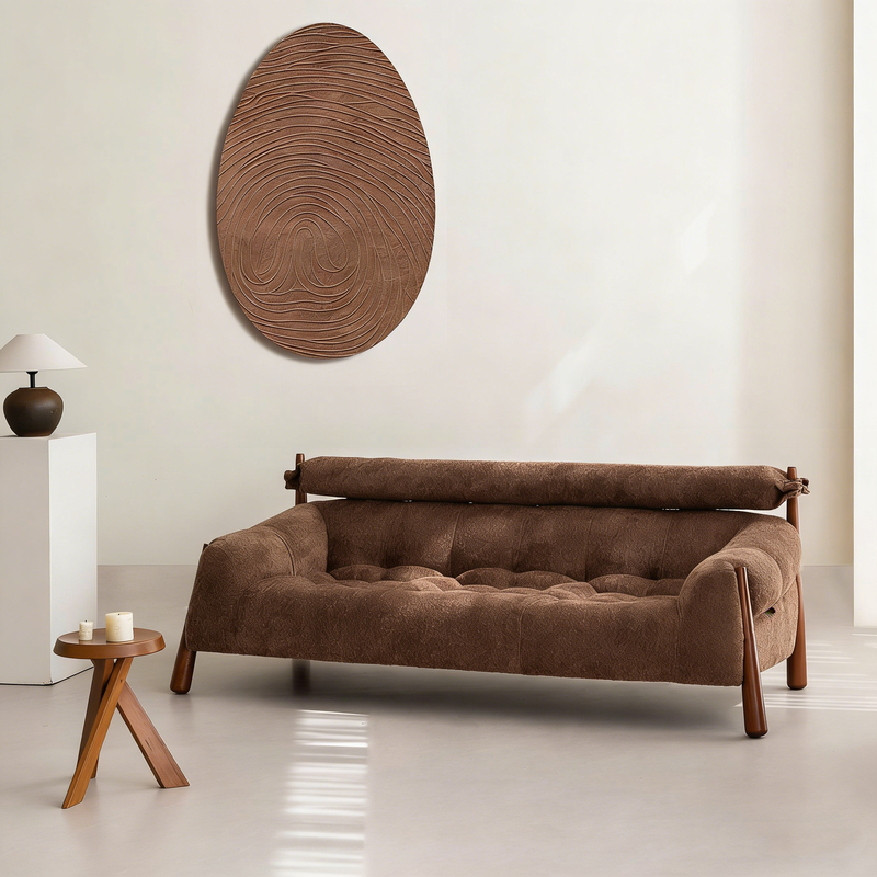Wabi-Sabi Style Fabric Sofa for Small Living Rooms, Solid Wood Straight-Row Sofa for Cafes and Clothing Stores, Two or Three-Seater Sofa Wabi-Sabi Style Fabric Sofa for Small Living Rooms, Solid Wood Straight-Row Sofa for Cafes and Clothing Stores, Two or Three-Seater Sofa