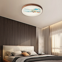New Chinese ceiling lamp Simple copper bedroom lamp Modern atmosphere Chinese style enamel color solid wood round study lamp