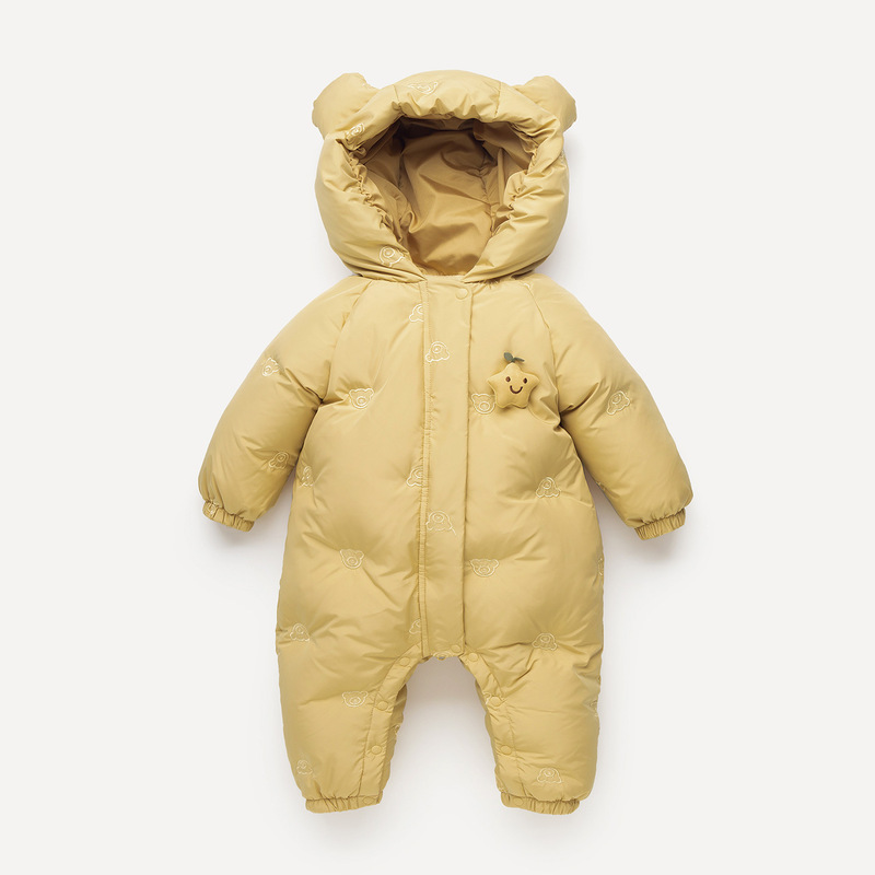 Nasa White Duck down Baby One-Piece down Jacket, Baby Winter Outdoor Clothing, Thickened Outdoor Clothing for Toddlers, Crawling Suit Jacket