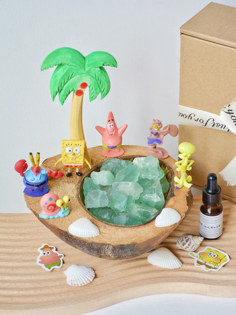 Coconut Tree Ship Crystal Fireless Aromatherapy Diffuser Stone Ornaments Bedroom Boys and Girls Light Fragrance Gift Box for Best Friend